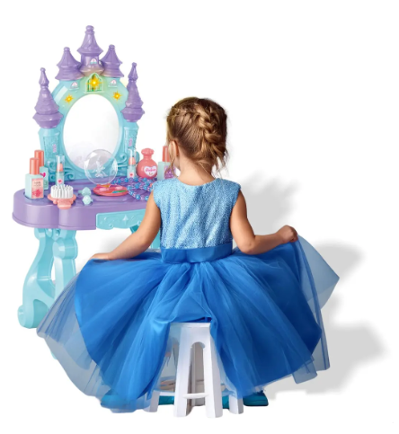 Penteadeira Castelo Emite Luz E Som Princesa Infantil Azul