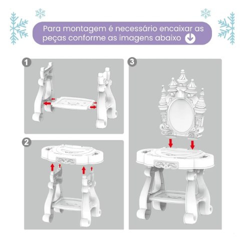 Penteadeira Castelo Emite Luz E Som Princesa Infantil Azul