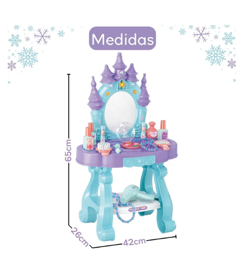 Penteadeira Castelo Emite Luz E Som Princesa Infantil Azul