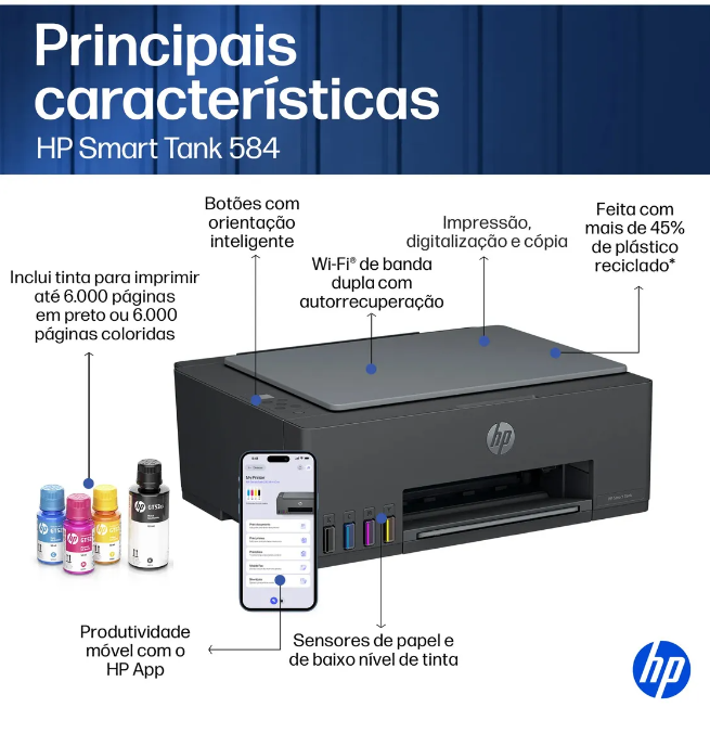 Impressora Multifuncional HP Smart Tank 584 - Preta